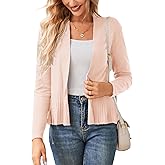 GRACE KARIN Women's Lightweight Draped Open Front Cropped Cardigan Long Sleeve Sweaters Peplum Knit Tops