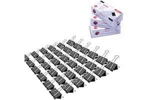 MAKANU Medium Binder Clips, 36 Pack, 1-1/4 Inch, 1.25 Inch, Standard 32mm, Black, Capacity 0.6 Inch, Fold Clamp, Paper Clips, Office and School Supplies