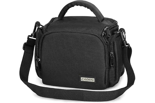 CADeN Compact Camera Shoulder Crossbody Bag Case Compatible for Nikon, Canon, Sony SLR/DSLR Mirrorless Cameras and Lenses Waterproof(1.0 S, Black)