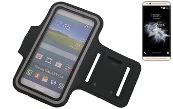 K-S-Trade Für ZTE Axon 7 Mini Neopren Jogging Armband Sportarmband Oberarmband schwarz für ZTE Axon 7 Mini mit Reflektor Stre
