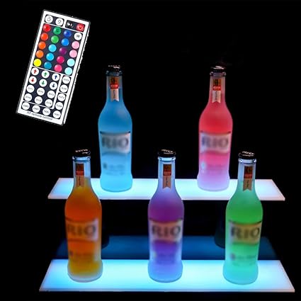 Xlst Led Eclaire Bouteille D Alcool Afficher Avec Telecommande 2 Niveaux Casiers A Vin Pour Accueil Fete Bar Amazon Fr Sports Et Loisirs