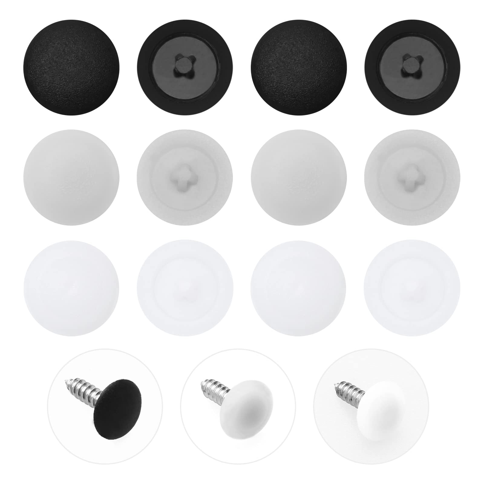 360 Pcs Plastic Pozi Screw Caps Push Fit, Cross Head Screw Covers, Screw Protector Caps, Fit Most Screws (White Black & Grey)