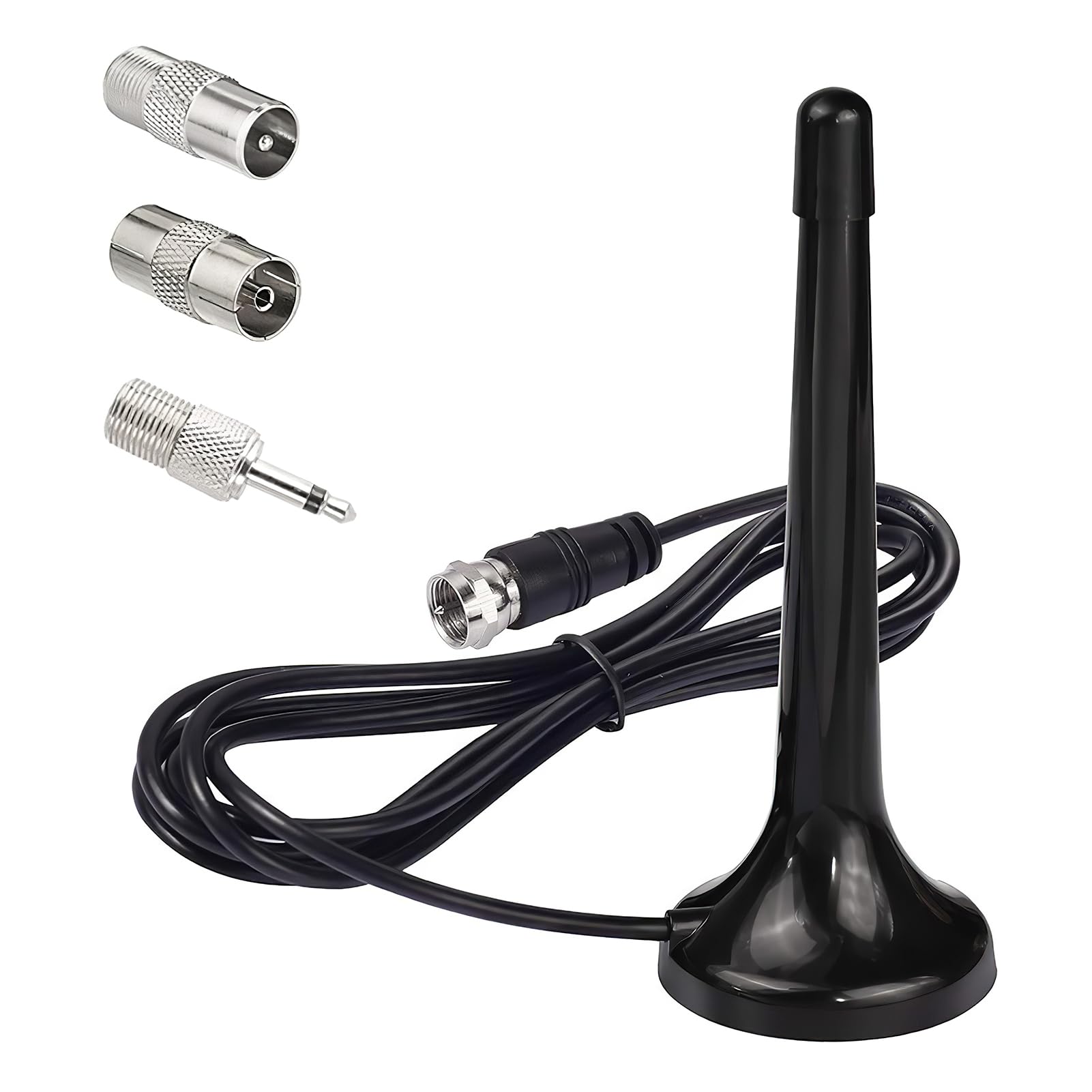DAB FM Radio Antenna with Telescopic Design, Magnetic Base, 3M Extension Cable Portable Freeview Aerial for Enhanced Reception, Compatible with Tuners, Stereo Amplifiers, Home Cinema Systems