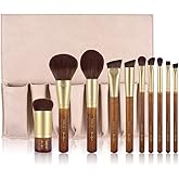 X Marilyn 10PCS Makeup Brush Set Brown Gold Double Ended Professional Make Up Brush for Foundation Blush Powder Eyeshadow Blush Eyebrow Lip,Best Gift Kit