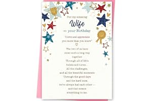mmuue Romantic Birthday Card Gifts for Wife from Husband | Wife Birthday Decorations for Her Women, Happy Birthday Wife Card