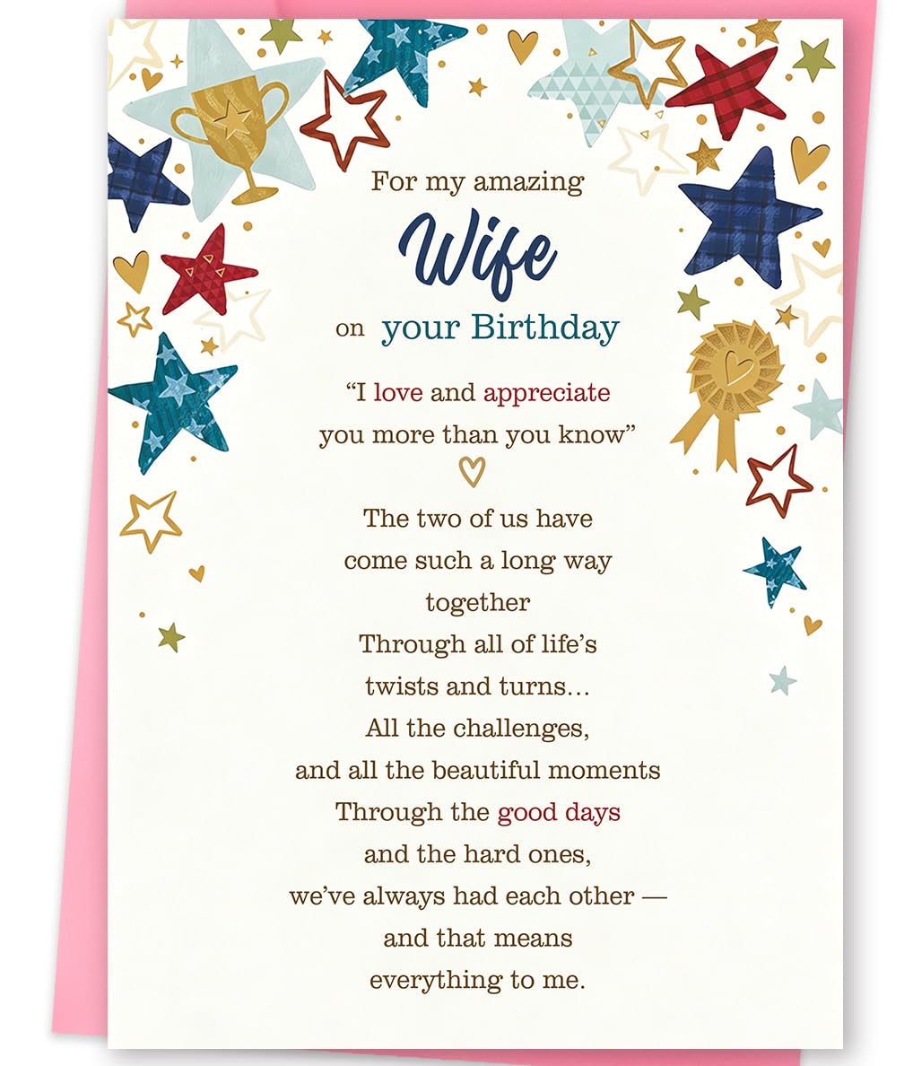 mmuue Romantic Birthday Card Gifts for Wife from Husband | Wife Birthday Decorations for Her Women, Happy Birthday Wife Card