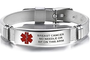 NARTGO Red Medical Alert ID Emergency Bracelet for Women Men's First Aid Seniors Health Alarm Stainless Steel Plate Adjustable PVC Band Bracelets
