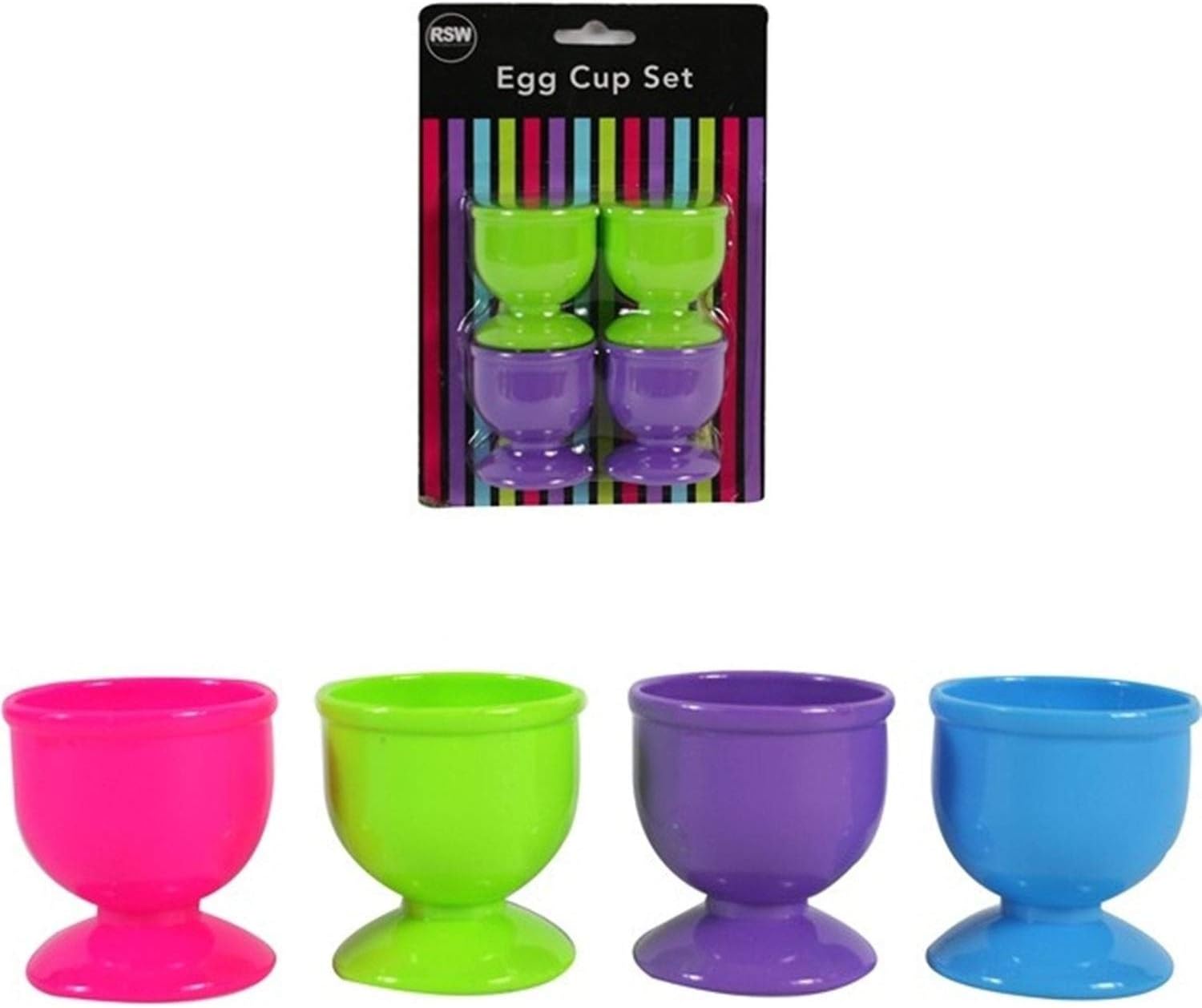 Set of 4 Plastic Egg Serving Cup Cups Holder (Green & Purple) Amazon