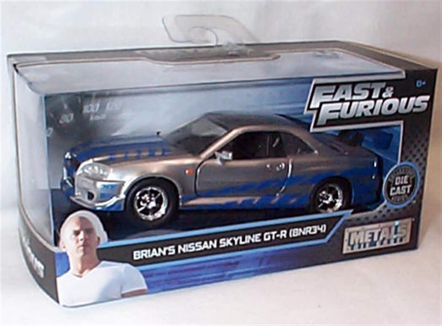 Jada Fast And Furious Silver Blue Brians Nissan Skyline Gt R Bnr34 Car 1 32 Scale Diecast Model Pre Built Diecast Models Ecog Toys Games