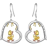 Duck Earrings 925 Sterling Silver Duck Dangle Earrings Cute Animal Jewelry Gift for Women