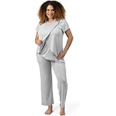 Kindred Bravely Tulip Hem Maternity Pajamas & Postpartum Lounge Sets for Women, Short Sleeve Nursing Pajamas