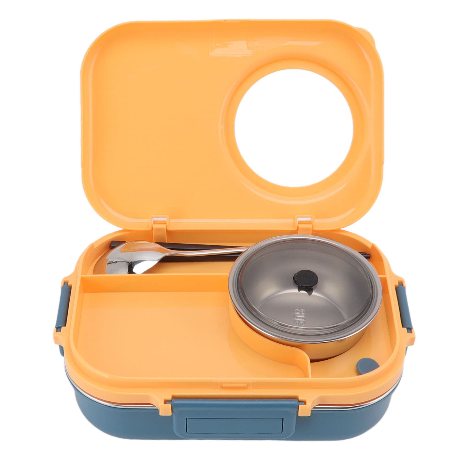 SEAFRONT Bento Boxes for Adults Lunch Box 1100ml Double Layer Multi Compartment Lunch Containers with Utensils(Blue Yellow)