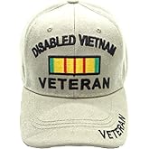 First Military Choice Disabled Vietnam Veteran Baseball Cap, Service Ribbon Design, Beige with Black Letters