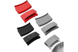 MABAHON 6pcs Silicone Hot Handle Holder,Silicone pan Handle Cover clamp,Handle Holder Hot Pot Handle Cover, Black Grey and Re