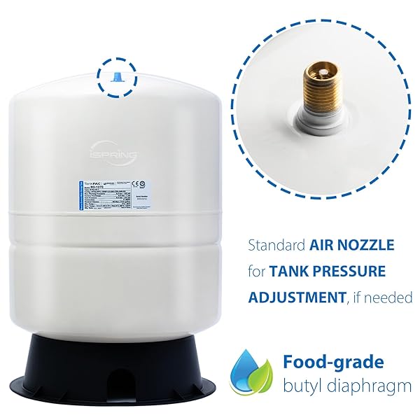 ISPRING T11M 11 GALLON PRE-PRESSURIZED WATER STORAGE REVERSE OSMOSIS SYSTEMS RO TANK, WHITE