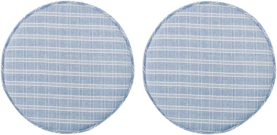 JRMU Round Cotton Chair Pads Dining Chair Cushion Well Filled Solid Color Seat Cushion for Sofa Kitchen Garden Office Bar Set of 2-Blue D: 33cm(13in)