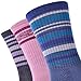SOLAX Merino Wool Hiking & Walking Socks for Women Crew Trekking, Outdoor, Cushioned, Breathable 3 Pack (M, Asst56)