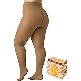 Vinsatin Plus Size Fleece Lined Tights Women, 300g Warm Pantyhose Leggings, Fake Translucent Thermal Tights Winter