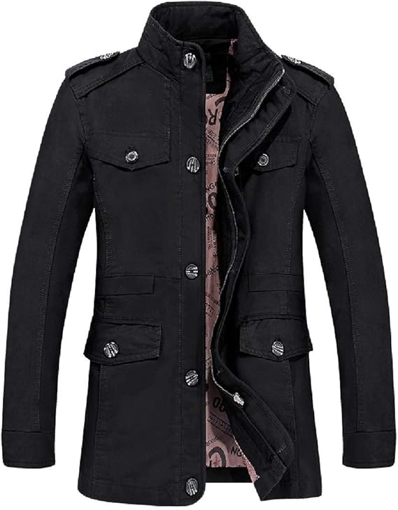 Men Lightweight SingleBreast Cotton Jacket Coat Fleece Windbreaker
