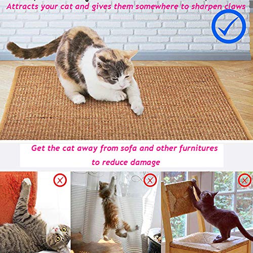 Liyahog Cat Scratcher Mat, Natural Sisal Scratching Pad, AntiSlip Cat