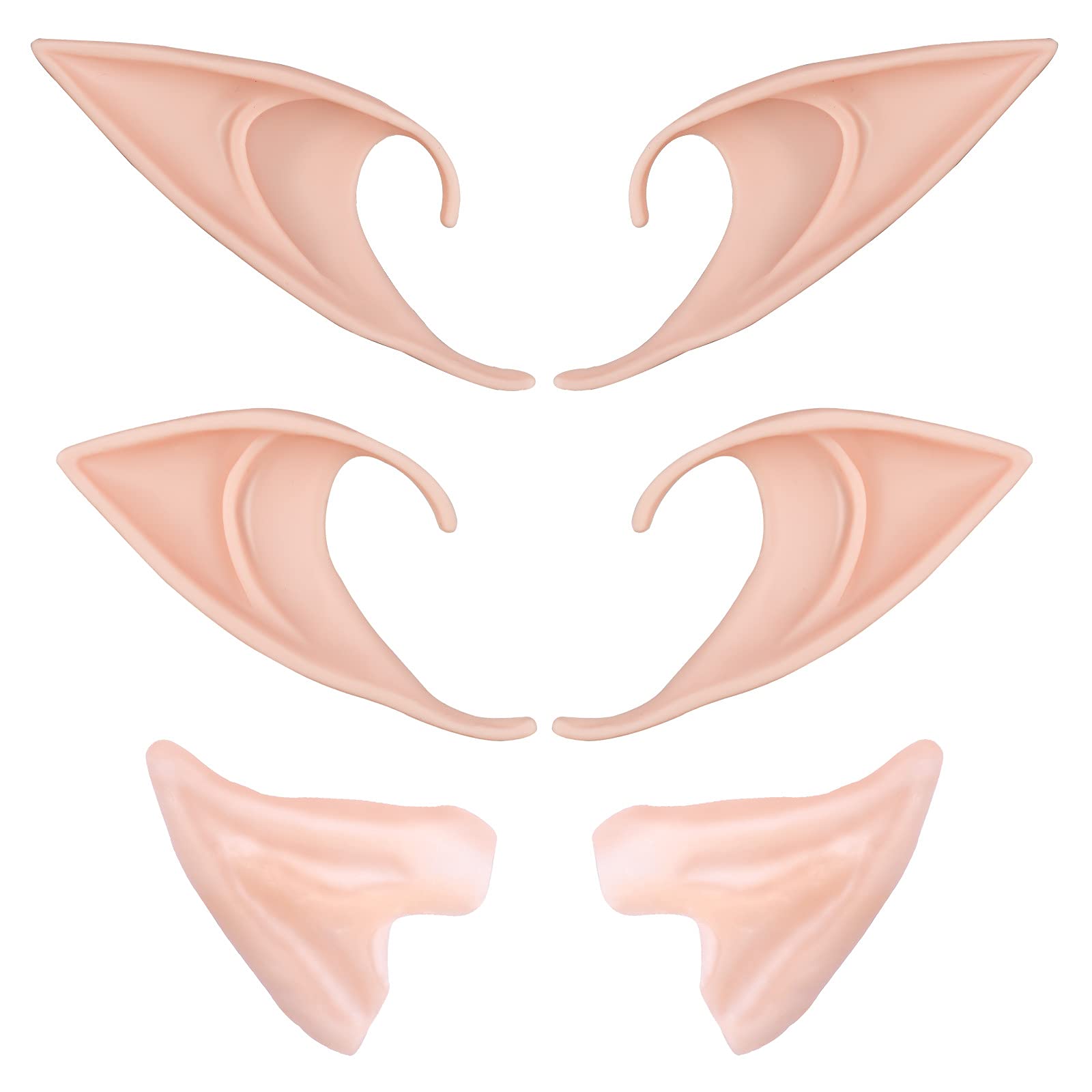 SAVITA Elf Ears Cosplay Masks Fake Latex Elf Fairy Ears Accessories for Halloween Costume Party Favor (3 Pairs)
