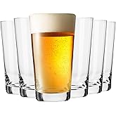 Krosno Classic Beer Glasses, Set of 6, 17.9 oz, Lager, Pilzner, Wheat Beer, Pint Glasses, Pure Collection, Dishwasher Safe, Made in Europe