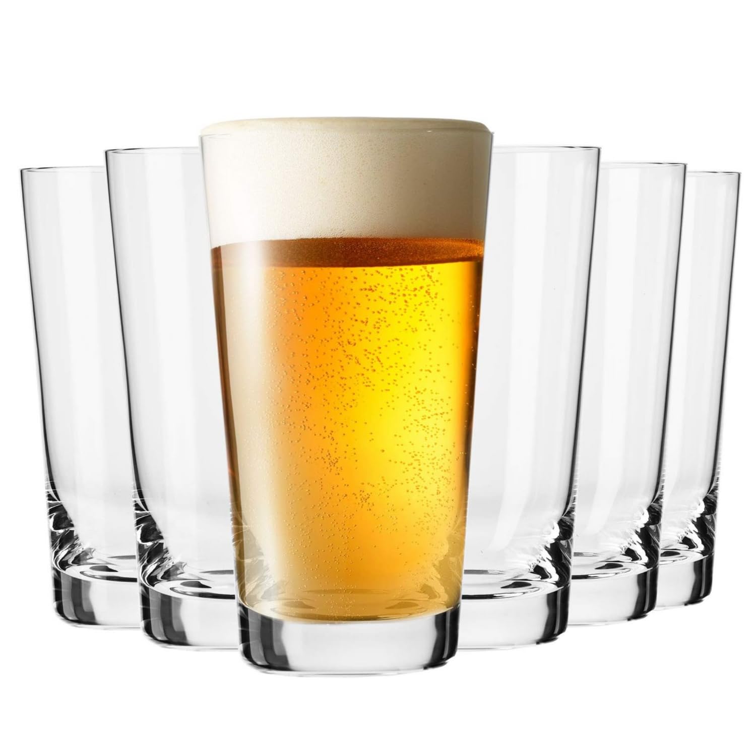 Krosno Hoch Weizengläser 6er Set – 530 ml Biergläser aus der Pure Kollektion – Für den täglichen Gebrauch – Spülmaschinenfest, ideal für Bier, Cider, Lager & mehr