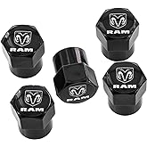Dodge Ram Black Tire Valve Stem Caps Covers (Pack of 5)