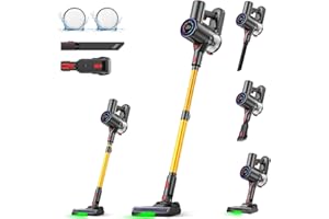 Cordless Vacuum Cleaner, 40KPA/40Mins Handheld Vacuum Cleaners with LED Display, Green Light, Self-Standing Cordless Vacuum, 