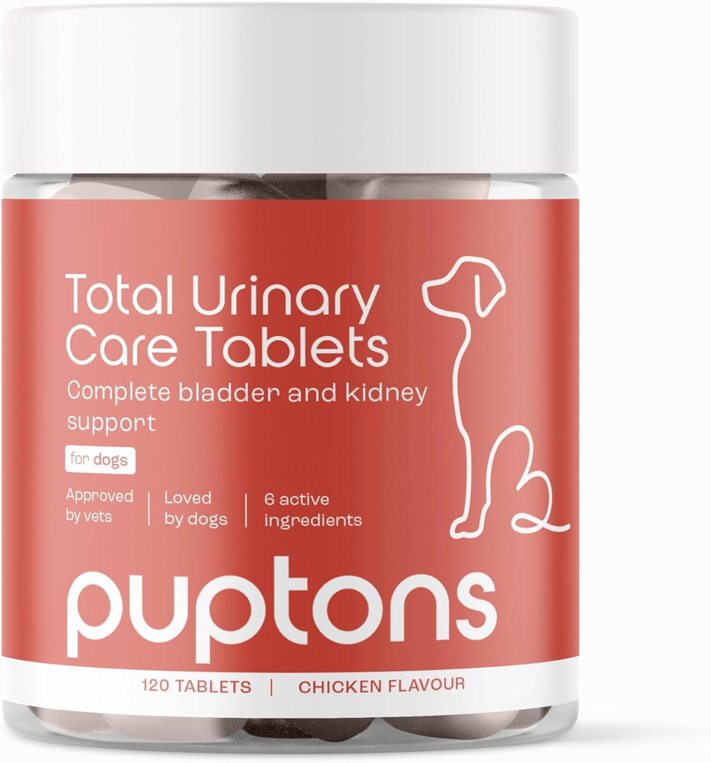 Puptons Total Urinary Care | Dog UTI, Incontinence & Cystitis Relief Tablets | Natural Ingredients | Advanced Bladder & Kidney Support for Dogs (60 Tablets) | Puptons