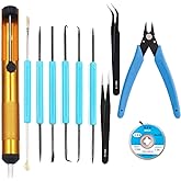 Professional welding tools and desoldering tool sets (11 pieces), desoldering pumps, desoldering wicks, wire cutters, tweezers, soldering iron auxiliary accessories