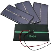 Delinx 4Pcs 5V 6V 1W Mini Solar Panels for Solar Power Mini Solar Cells Outdoor Electric Charging Materials Photovoltaic Cells DIY System Kits 4.3"x2.36"