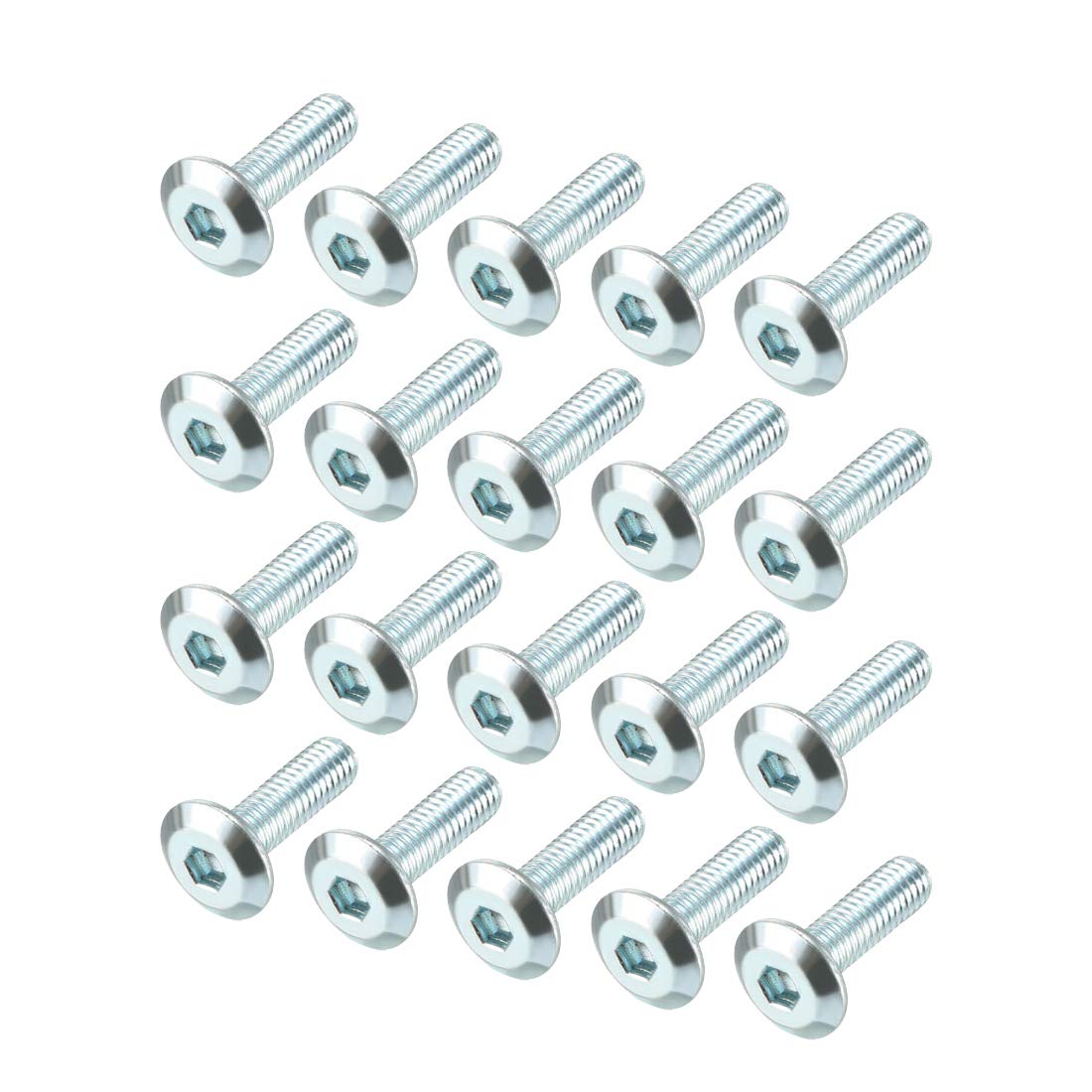 sourcing map M6x20mm Furniture Bolts Hex Socket Screws Fastener Zinc Plated 20pcs