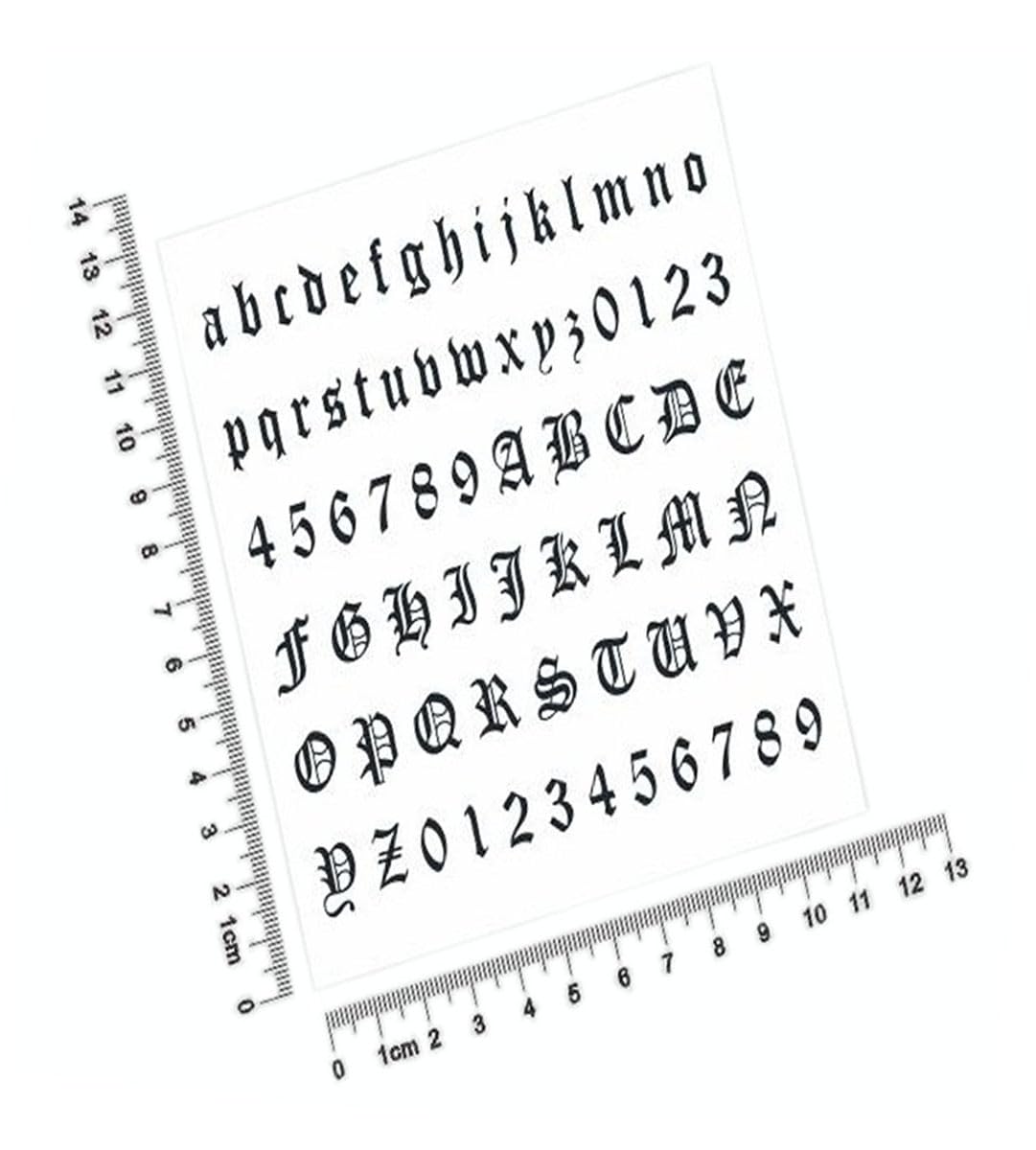 4 Sheets Gothic Number and Letter Tattoo Stickers, Small Removable Fake Tattoos DIY Name Freely Combined
