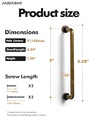 JIASENBAO 2 Pack Antique Brass Cabinet Bar Pulls
