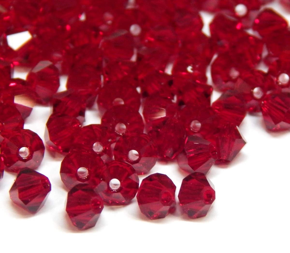 Perlin Preciosa Bohemian Crystal Beads, 4 mm Bicone Czech Beads, Glass Beads, Bicone Beads (Ruby)