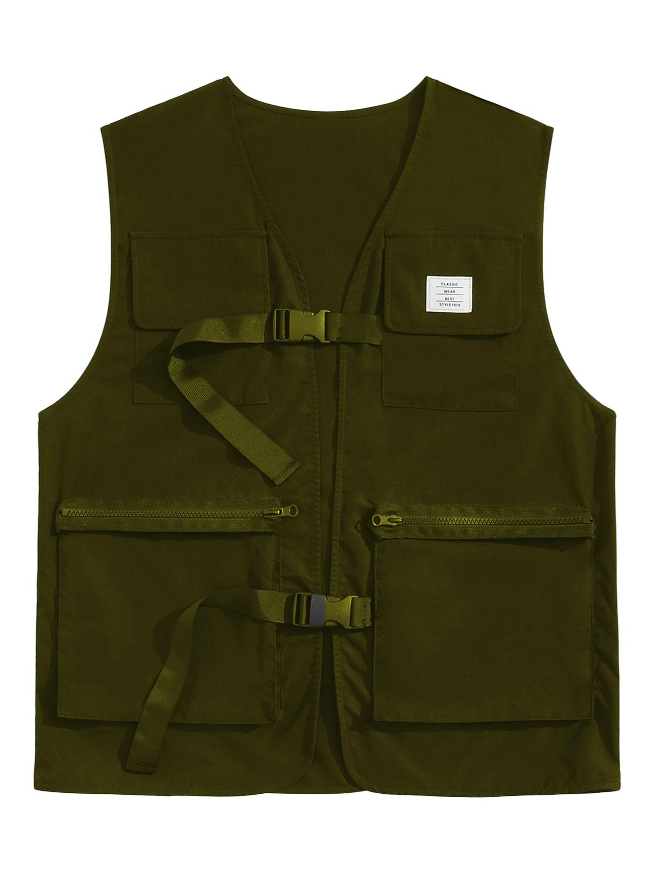 Verdusa Men's Sleeveless Letter Patched Buckle