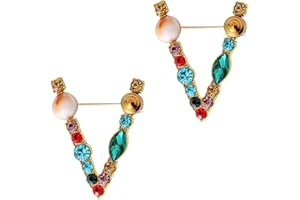 GAFARIO Initial Letter Brooch Bling Pin Jewelry Xmas Present Crystal Pearl Brooches Christmas Gift