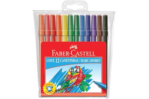 Canetinha com 12 Cores Estojo Cartão, Faber-Castell, 15.0112CZF, Multicor Canetinha com 12 Cores Estojo Cartão, Faber-Castell, 15.0112CZF, Multicor