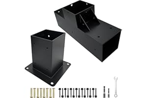 DEVALLEY 3-Way Pergola Brackets Kit,DIY T-Shape Flat Woodwork Brackets with Post Anchors for 4" x 4"(Actual:3.5"x3.5") Wood Beams for Patio Pergolas,Gazebos,Log Cabin W/Hardware (2 Pack)…