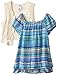 Beautees Girls' Big Short Sleeve Top with Crochet Vest