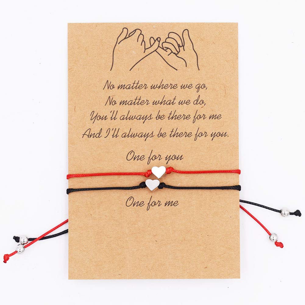 REYOK 6pcs Friendship Rope Bracelet Couple Bracelet for Best Friends Couple Family Women Men Teen Girls Women Girls Handmade Birthday (4Black,2Red)