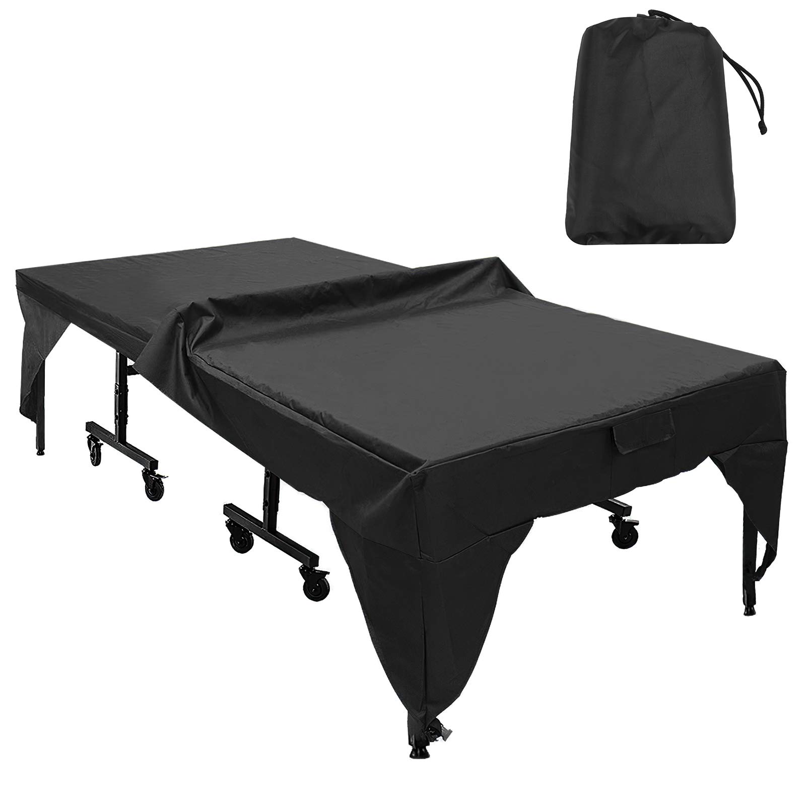 SOONHUA Table Tennis Table Cover, Outdoor Courtyard Patio Waterproof Dust-proof Oxford Fabric Ping Pong Table Cover for Indoor and Outdoor, Black 280x153x73cm