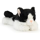 PEACH CAT Tuxedo Cat Stuffed Animal Cute Kitten Plushies Gifts for Kids | Soft Black Cat Plush Toy Palm-Sized Stuffed Kitty Birthday Gifts for Girls Boys Adults