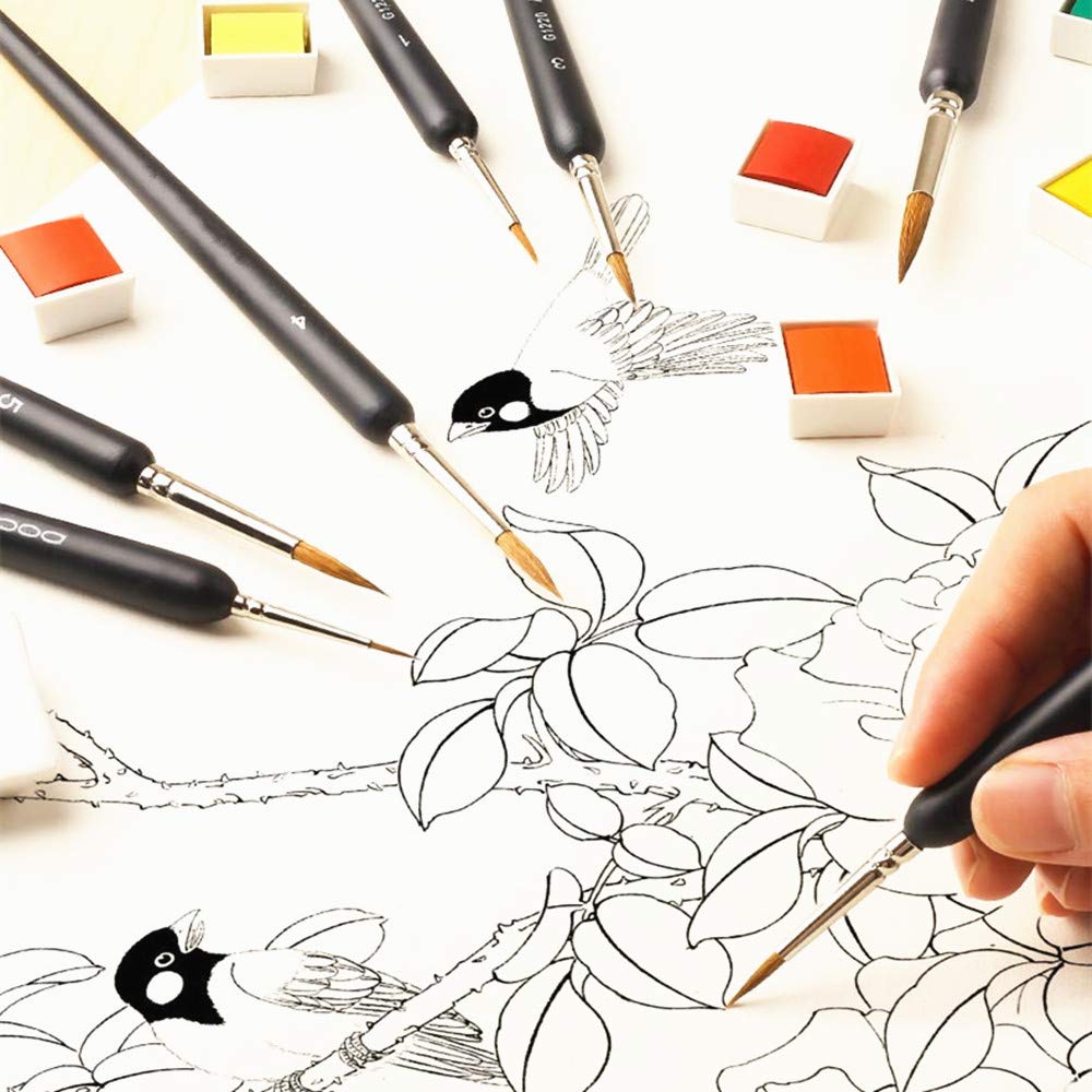 Spazzola per dettagli, pennelli in acrilico, 10 pezzi per pennelli in acrilico per acquerelli e pittura acrilica