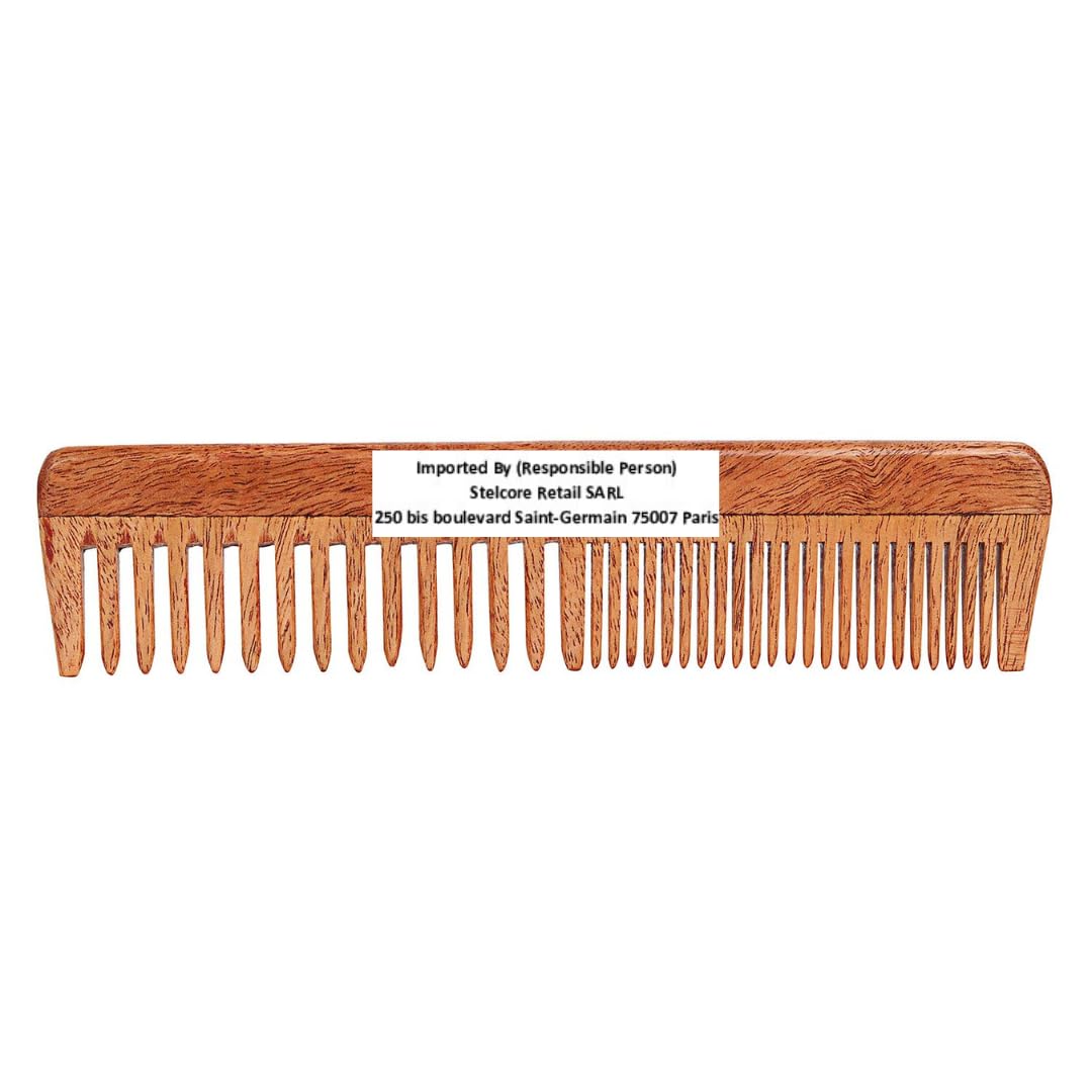 SVATV HANDCRAFTED NEEMWOOD COMB FOR DETANGLING HAIR FOR THICK, CURLY AND WAVY HAIR, NON-STATIC AND ECO-FRIENDLY WITH WIDE TOOTH FOR GROOMING HAIR COMB - (N-78)