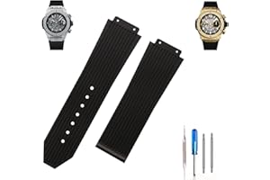 MMBAY Big Bang Rubber 25mm Silicone Watch Bands Replacement Fit for Hublot 19mm*25mm*22mm Big Bang Watch Strap Wirstband(without metal buckle) For Men and Women