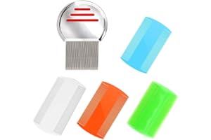 5 PCS Hair Nit Combs Double Sided Plastic Fine Tooth Head Lice Combs Stainless Steel Metal Nit Comb for Kids, Adults & Pets