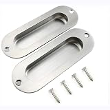 Bestgle 2pk Oval Flush Door Pull Handles Stainless Steel Recessed Sliding view 2