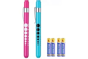 LUCXXI Pen Lights for Nurses Doctors, 2 Pack Reusable Medical PenLight with Pupil Gauge and Ruler, with 4 AAA Batteries for Nursing Students Essentials